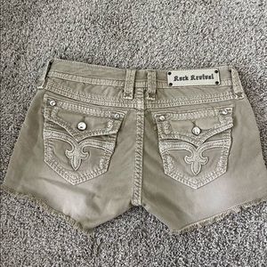 Taupe rock revival cut off shorts